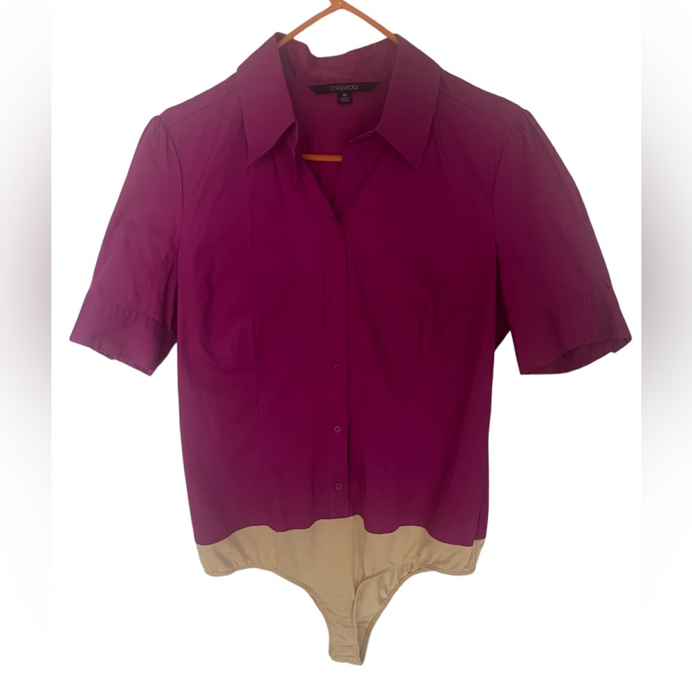 Chadwicks Women's Purple and Tan Bodysuit